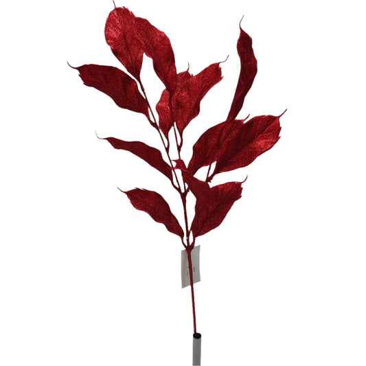 XM13608 GLITTERED MAGNOLIA LEAF SPRAY,28"