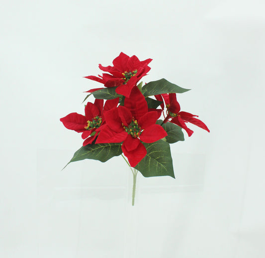 XM13631 VELVET POINSETTIA BUSHx5F,12"