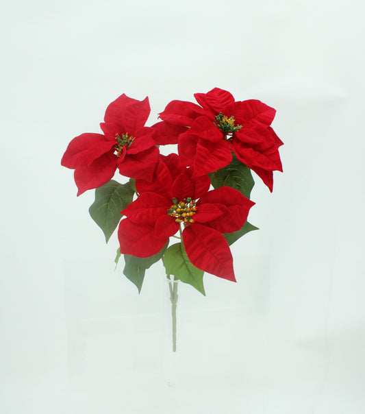 XM13632 VELVET POINSETTIA BUSHx3F,18.5"