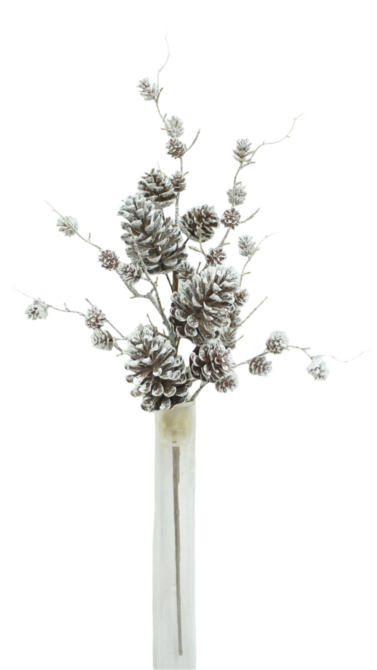 XM13651 FROSTED PINECONE SPRAY,32in-6/60P