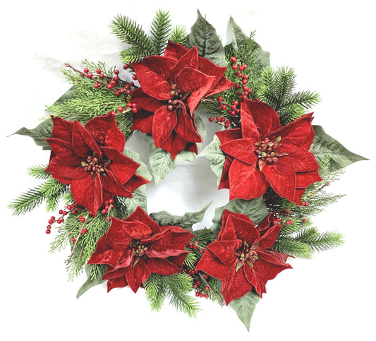 XM13673 MIXED POINSETTIA/CEDAR WRTH,22in-2P