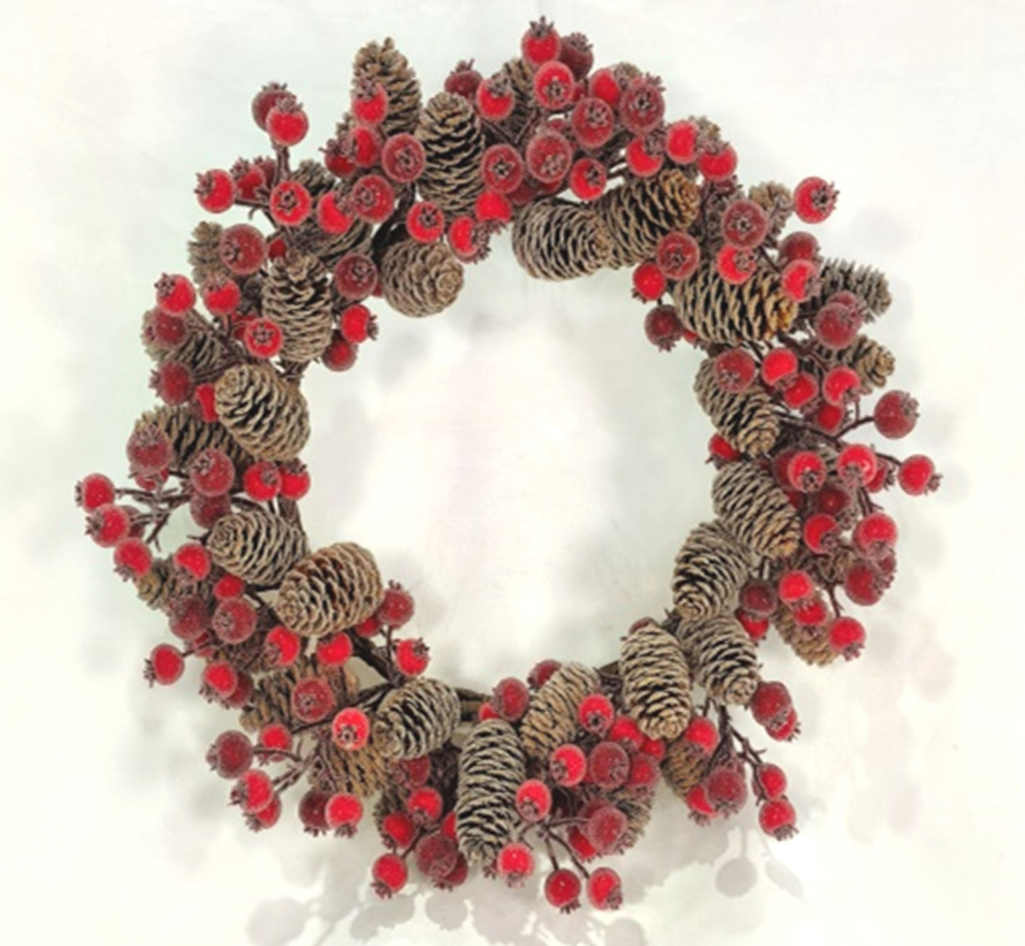 XM13694 FR ROSEHIP/PCONE WREATH,18in-2/6P