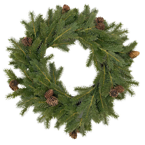 XM14008 ANGLE PINE/PINECONE WREATH 20"