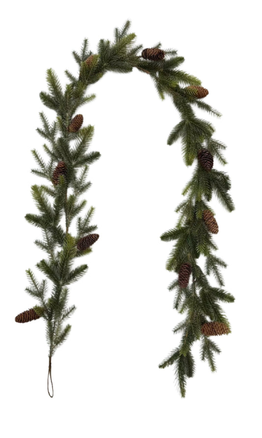 XM14011 NOBLE PINE/PINECONE GARLAND 6'