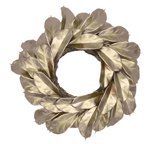 XM14027 METALLIC MAGNOLIA LVS WREATH 20"