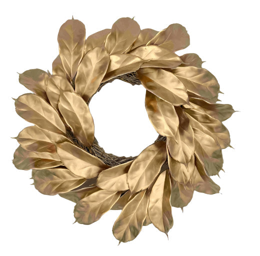 XM14027 METALLIC MAGNOLIA LVS WREATH 20"