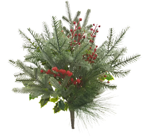 XM14043 MIXED PINE/HOLLY/BERRY BUSH 24"