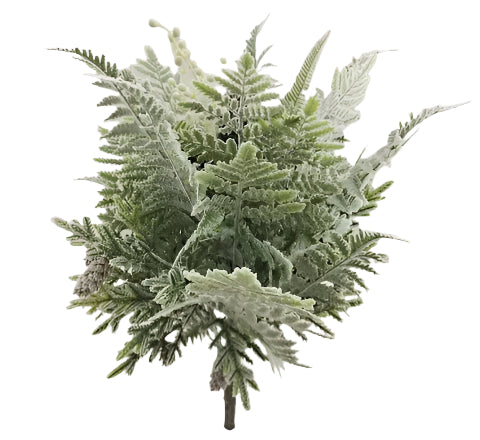 XM14046 MIXED LEATHER FERN/BERRY/PINECONE BUSH 20"