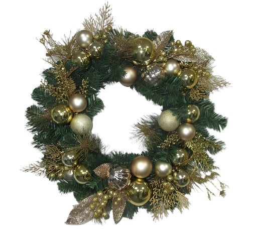 XM14053 MIXED PINE/ORNAMENT WREATH 24"