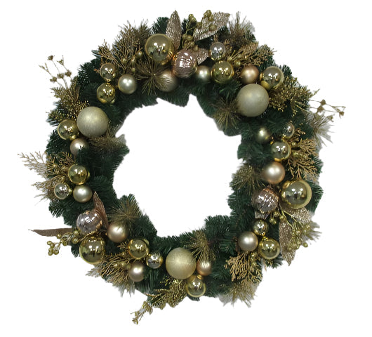 XM14054 MIXED PINE/ORNAMENT WREATH 30"