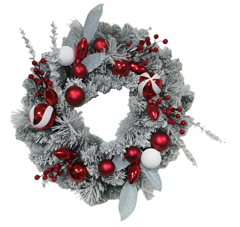 XM14083 MIXED FL PINE/ORN/BER WREATH 24"