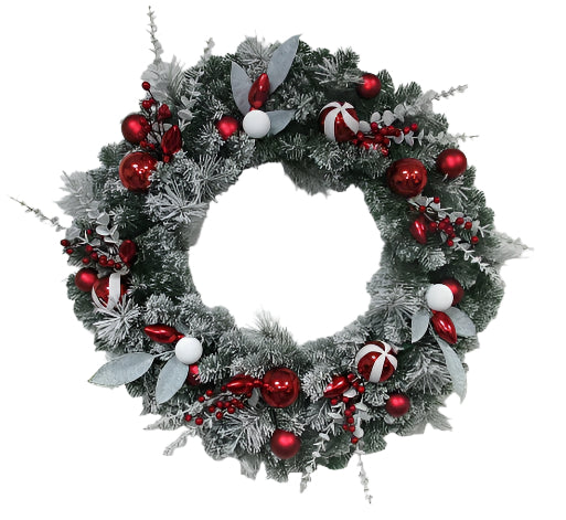 XM14085 MIXED FL PINE/ORN/BER WREATH 36"