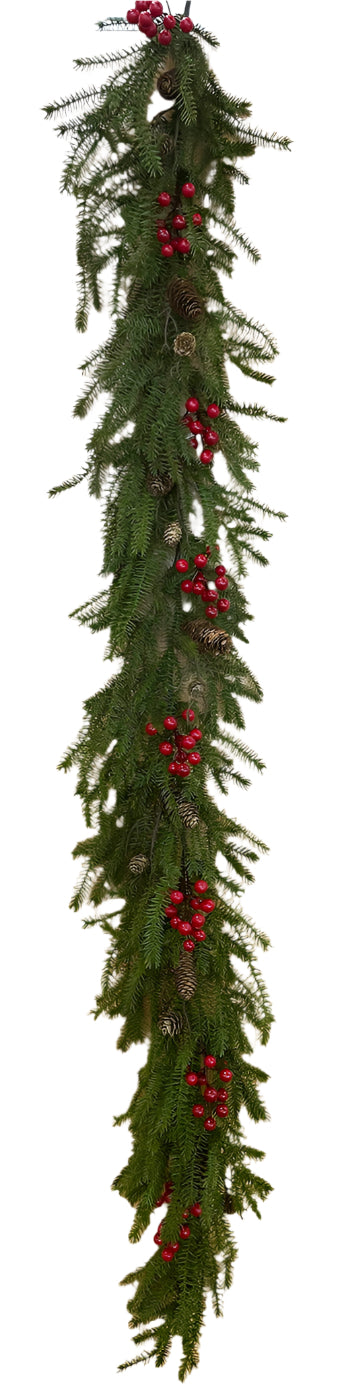 XM14153 MIXED FIR/BERRY GARLAND,6'