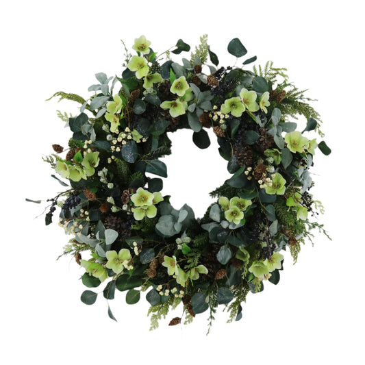 XM14187 MIXED PINE/HELLEBORE/BERRY WREATH 30"