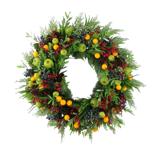 XM14191 MIXED PINE/APPLE/ORANGE WREATH 40"