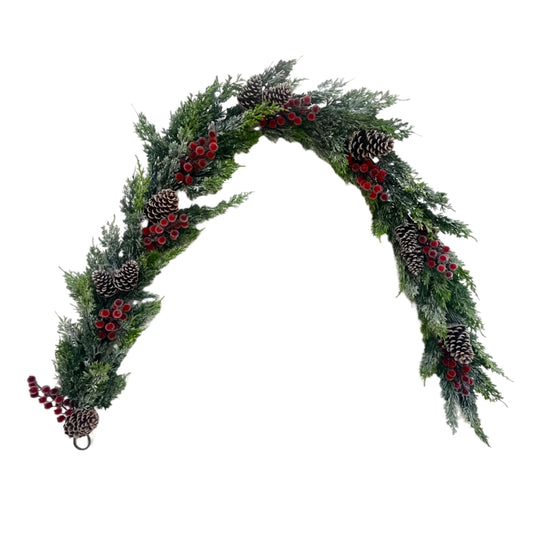 XM14242 ICED PINECONE/BERRY/CEDAR GARLAND 6'