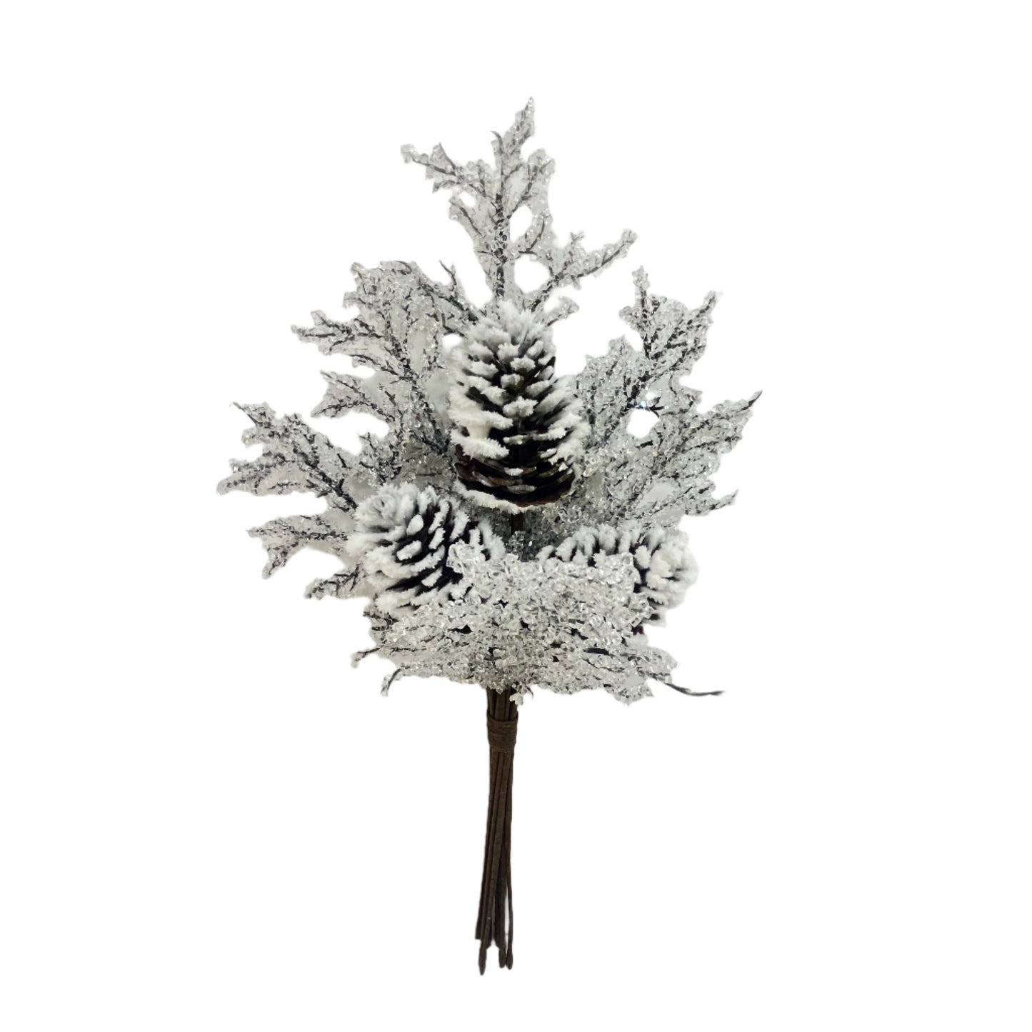 XM14252 ICED TWIG/FLOCKED PINECONE BUNDLE 30"