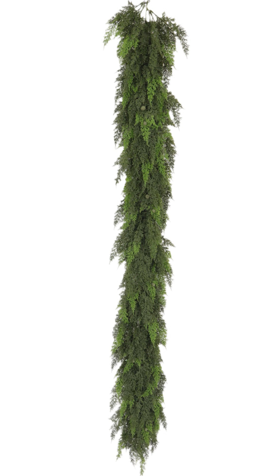 XM14364 FLAT CYPRESS/BABY PINECONE GARLAND 6'