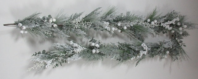 XM14448 MIXED SNOW PINE/BERRY GARLAND,9'