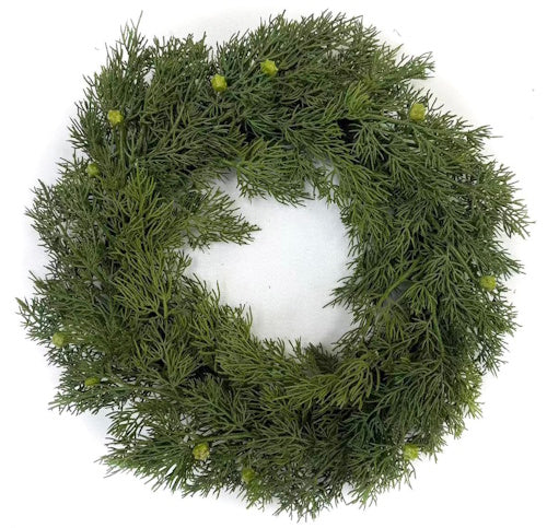 XM14615 CEDAR w/BERRY WREATH,18"