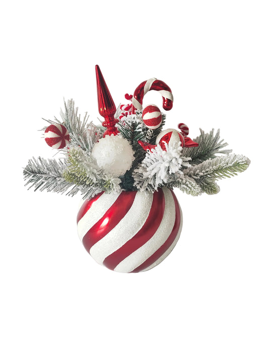 XM14675 POTTED MIXED FLOCKED PINE/ORN TREE,16"