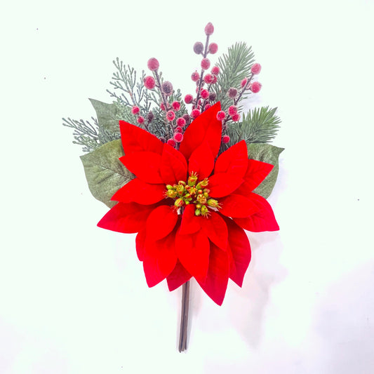 XM14739 MIXED POINSETTIA/PINE/ICED BERRY BQT,18"