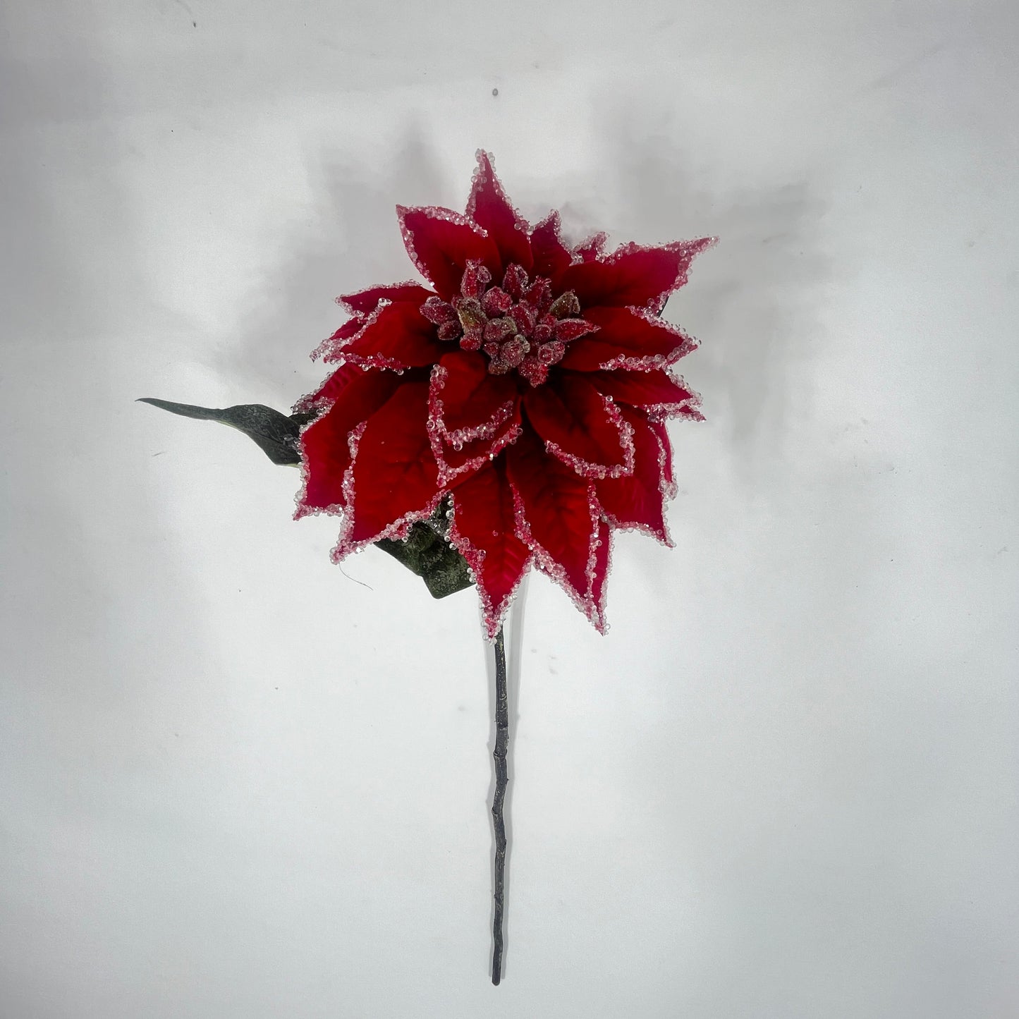XM14741 VELVET/ICED POINSETTIA SPRAY,24"