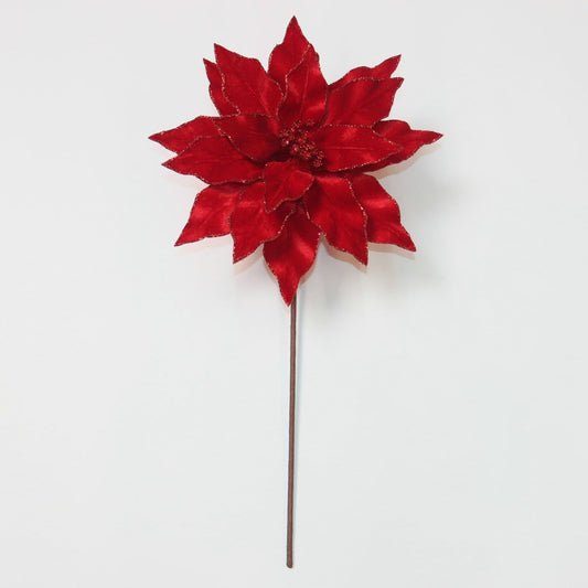 XM14820 VELVET POINSETTIA w/GLT EGDE SPRAY,D11.5x19.5"