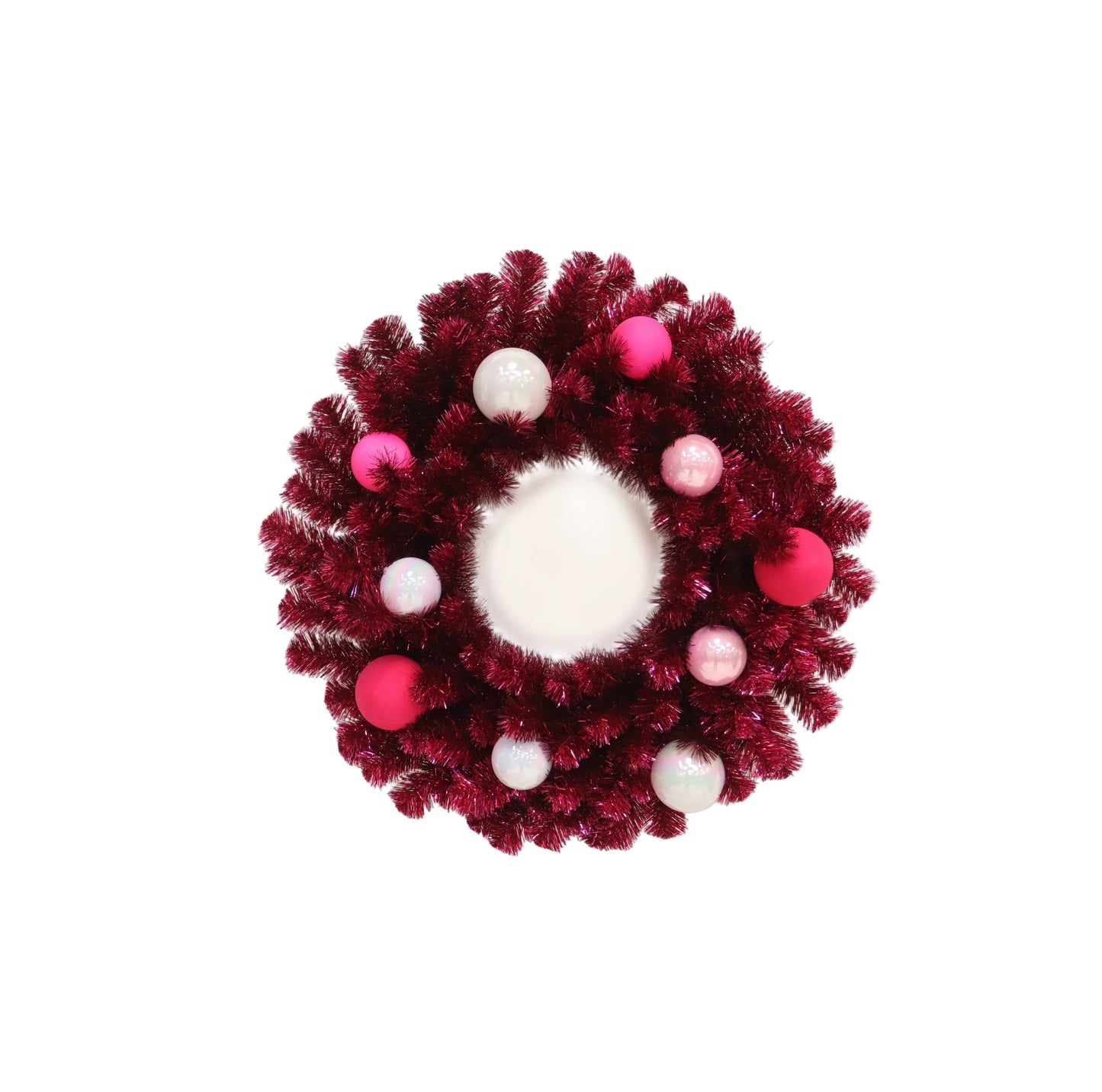 XM40167 TINSEL WREATH w/ORNAMENTS 30in