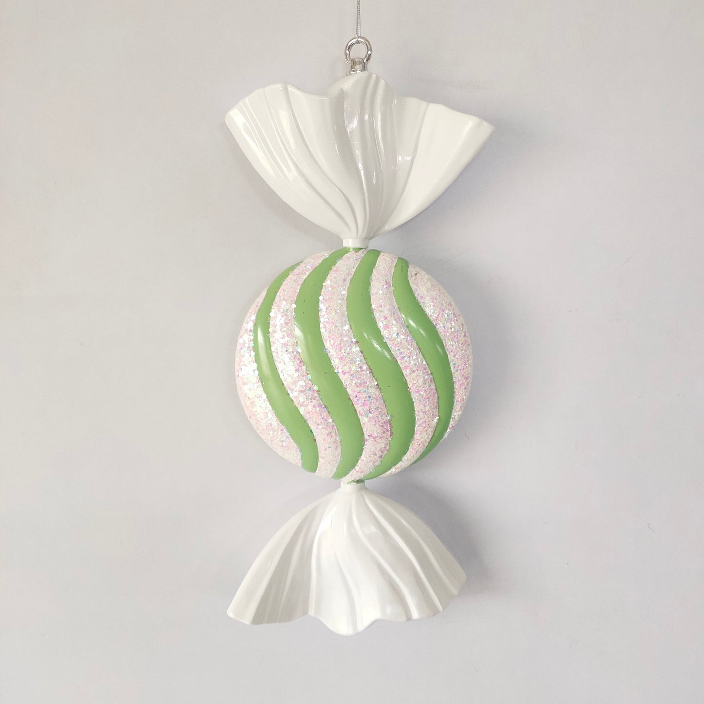 XO1123 GLITTERED STRIPED CANDY ORN,19"