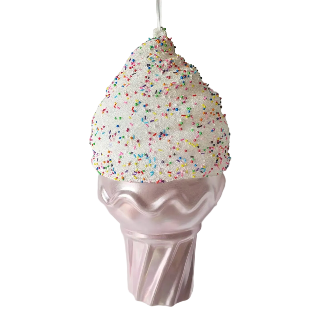 XO1128 METALLIC ICE CREAM ORN w/SPRINKLE,17.5"