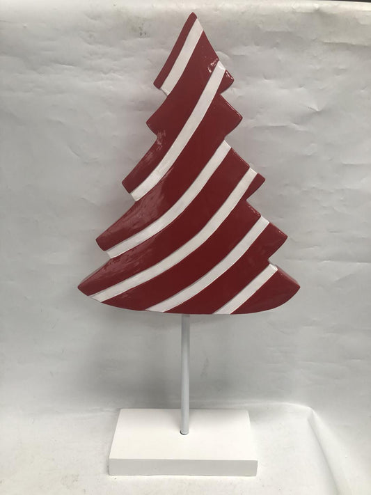 XR13087 RESIN FLAT STRIPED XMAS TREE TP,30"