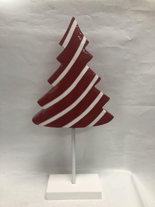 XR13088 RESIN FLAT STRIPED XMAS TREE TP,27"