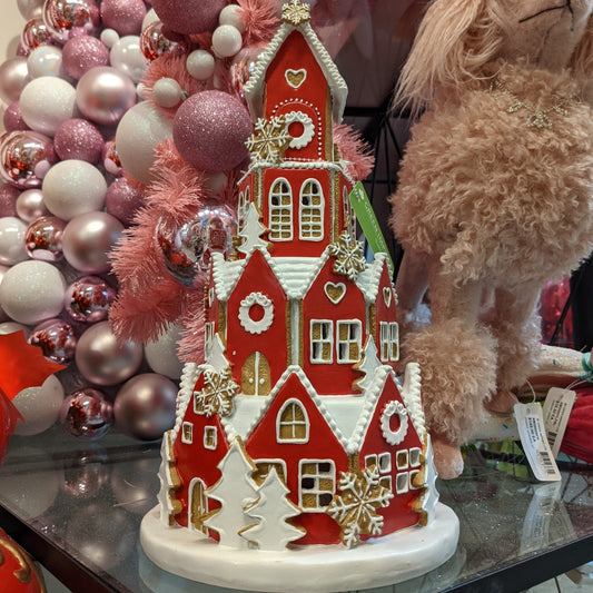 XR13090 RESIN LED GINGERBREAD VILLAGE,16.5"