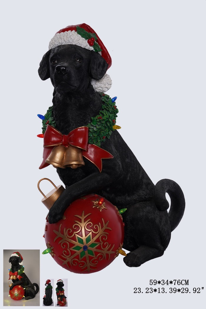 XR13101 RESIN DOG w/LED ORN 30"