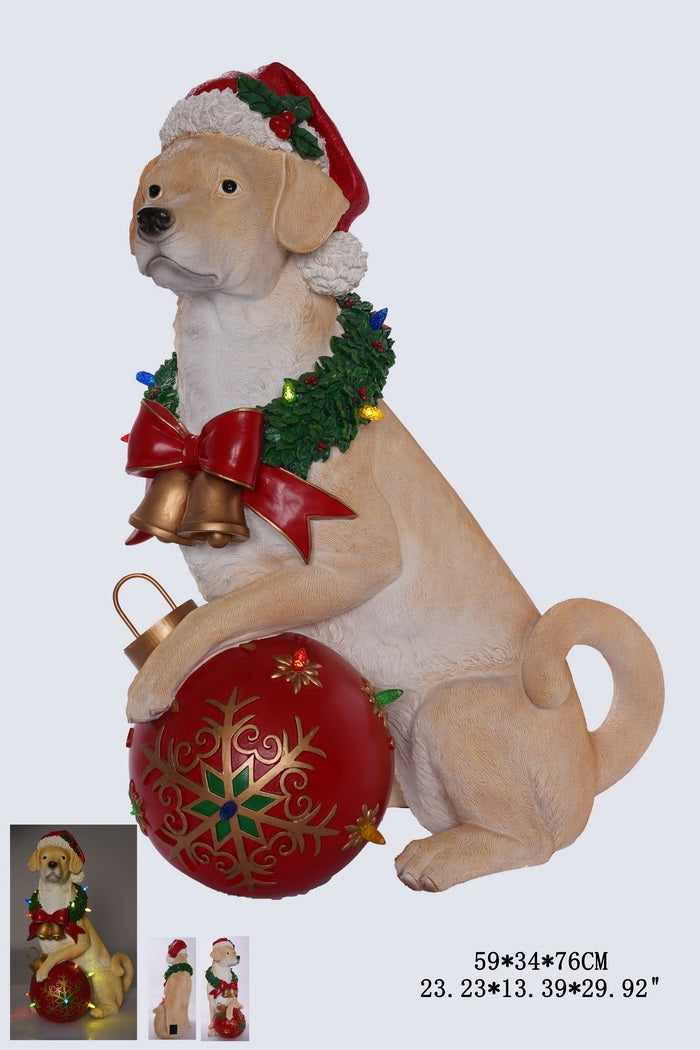 XR13102 RESIN DOG w/LED ORN 30"