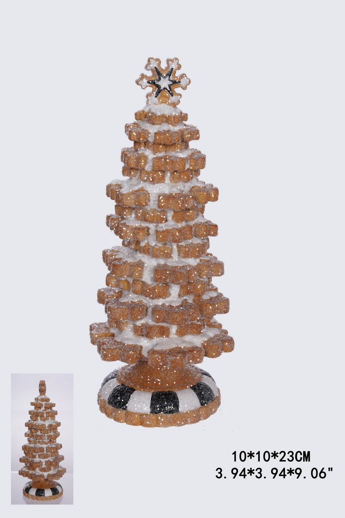 XR13116 RESIN GINGERBREAD TREE w/GLITTER,9"