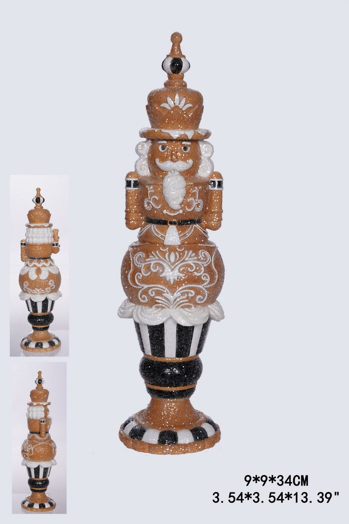 XR13117 RESIN GINGERBREAD NUTCRACKER w/GLITTER,13"