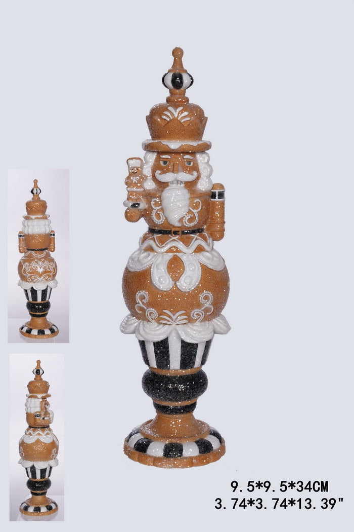 XR13118 RESIN GINGERBREAD NUTCRACKER w/GLITTER,13"