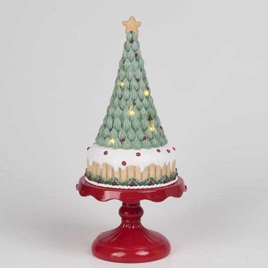 XR13144 XMAS CAKE TREE ON STD w/LED,14.5in