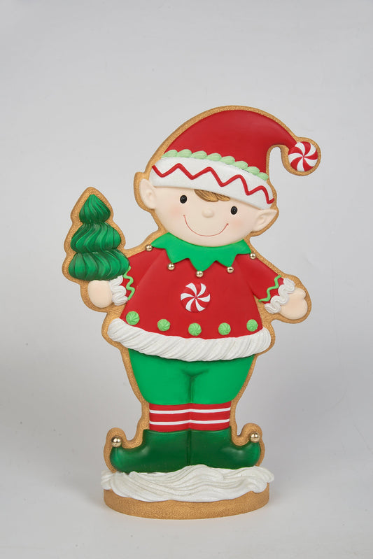 XR13176 GINGERBREAD ELF w/XMAS TREE,15.5in