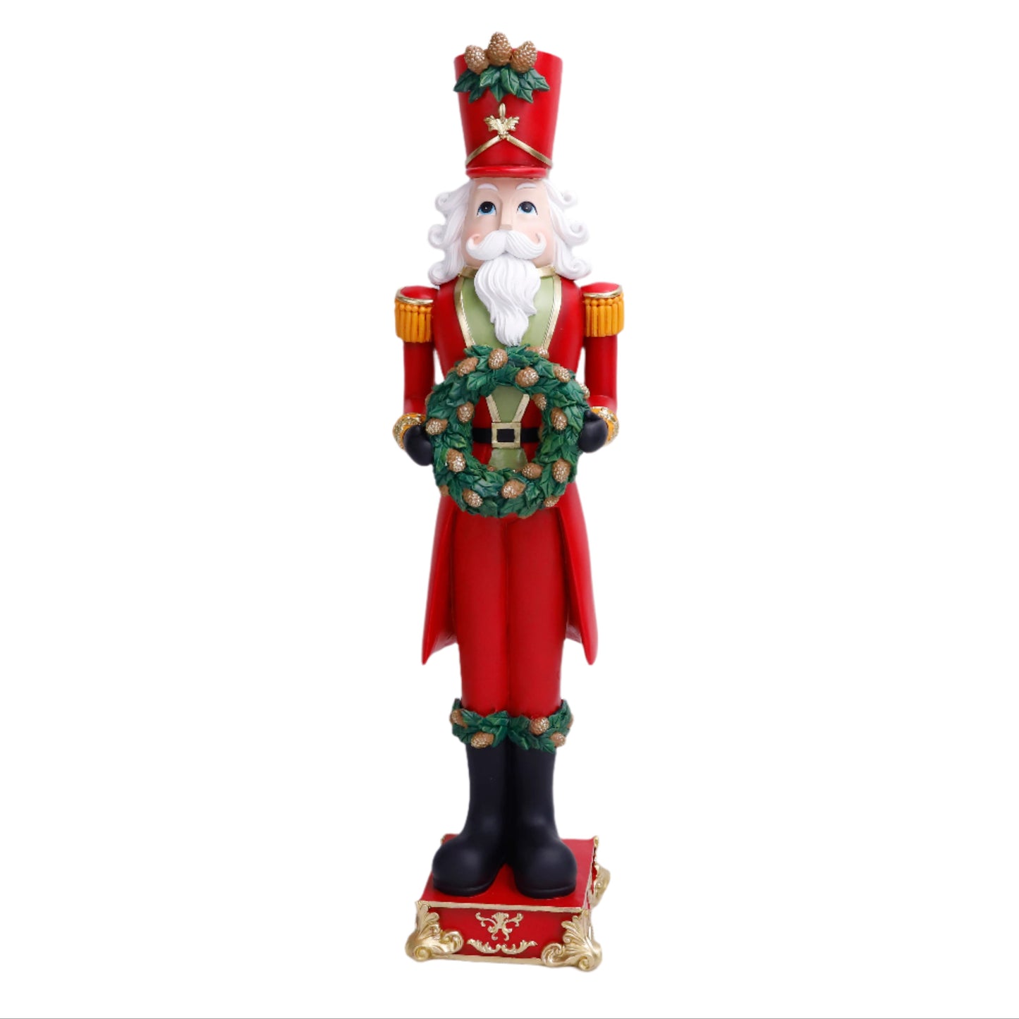 XR13210 RESIN NUTCRACKER w/XMAS WREATH 23.5"