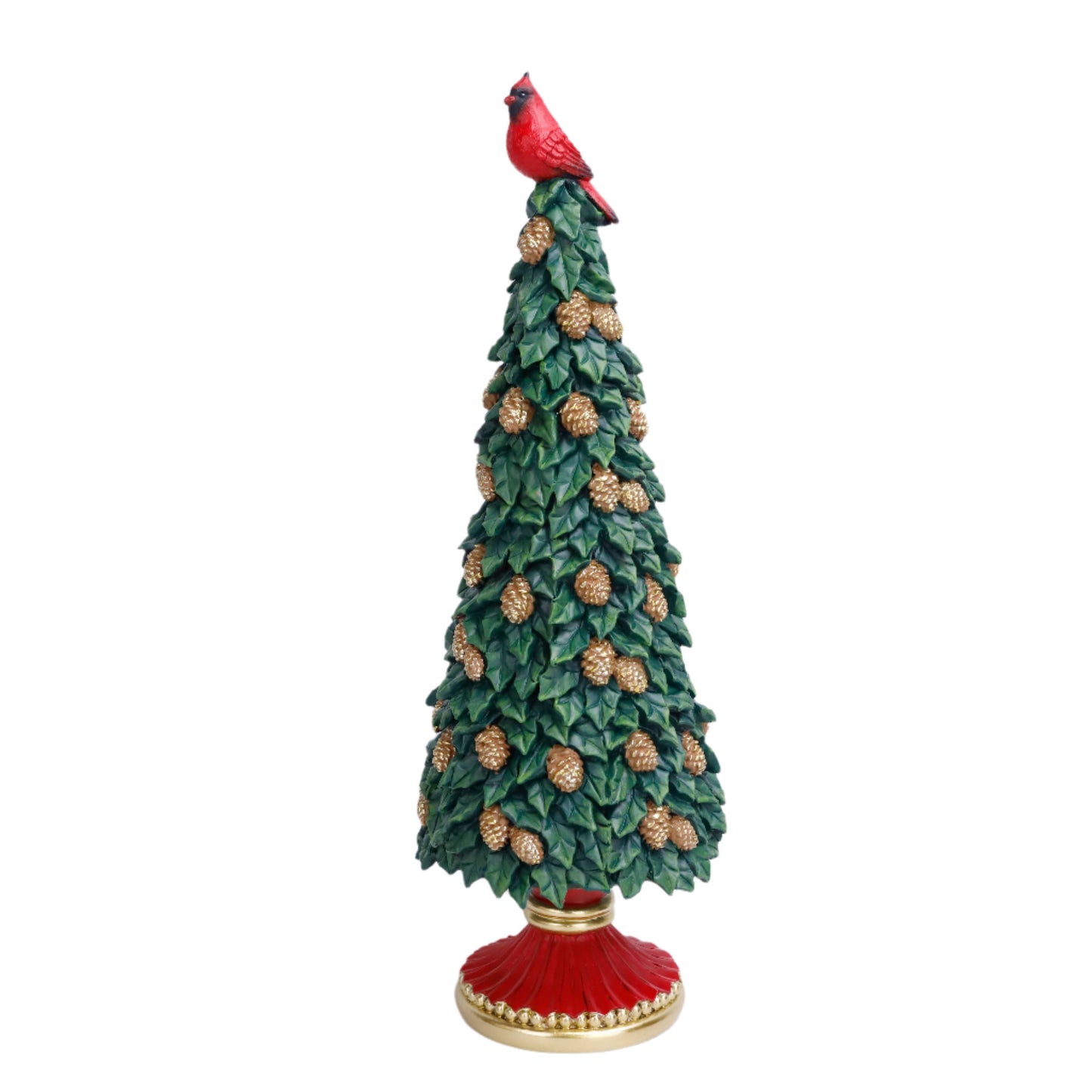 XR13212 RESIN XMAS TREE/PINECONE/CARDINAL TP 17.5"