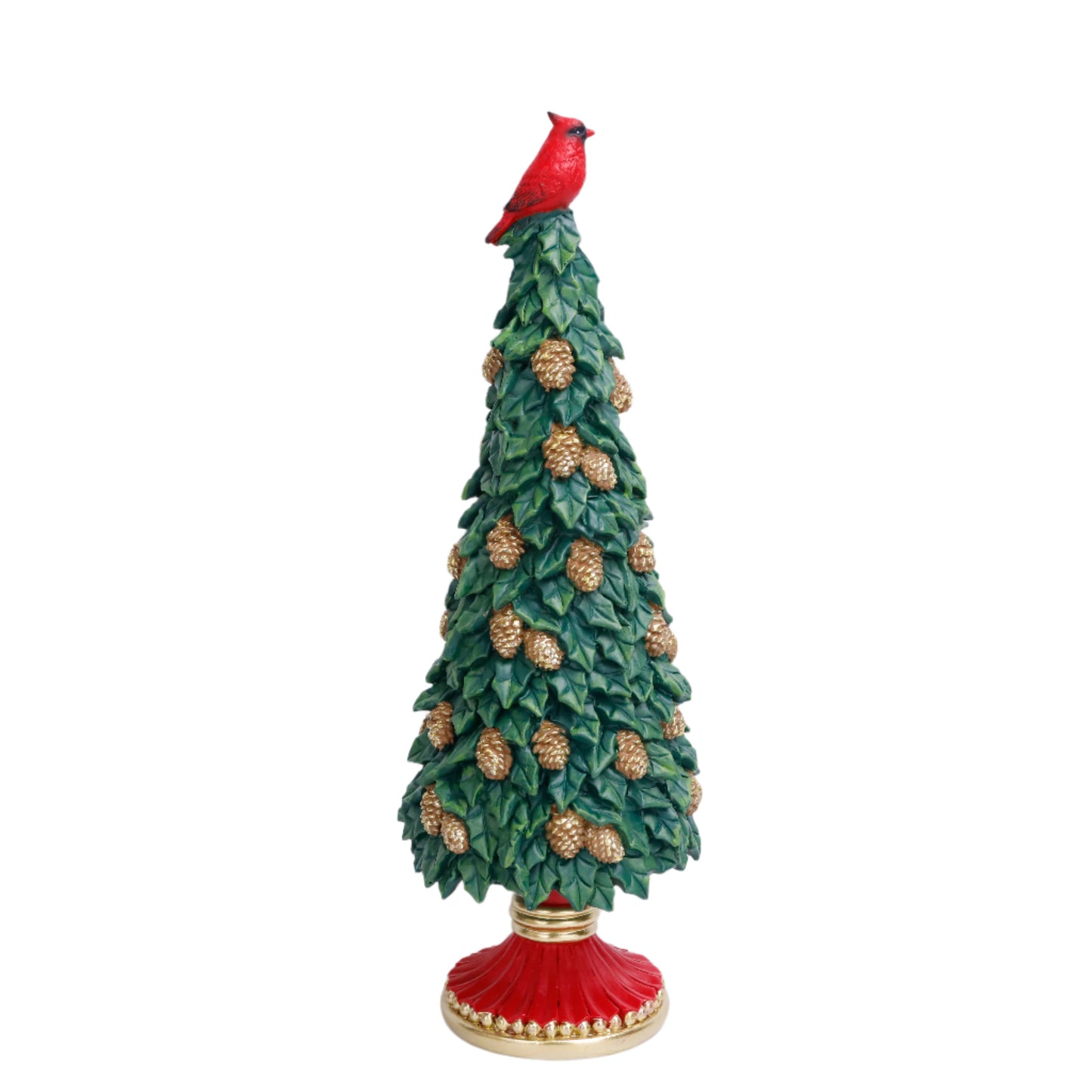 XR13213 RESIN XMAS TREE/PINECONE/CARDINAL TP 15.5"