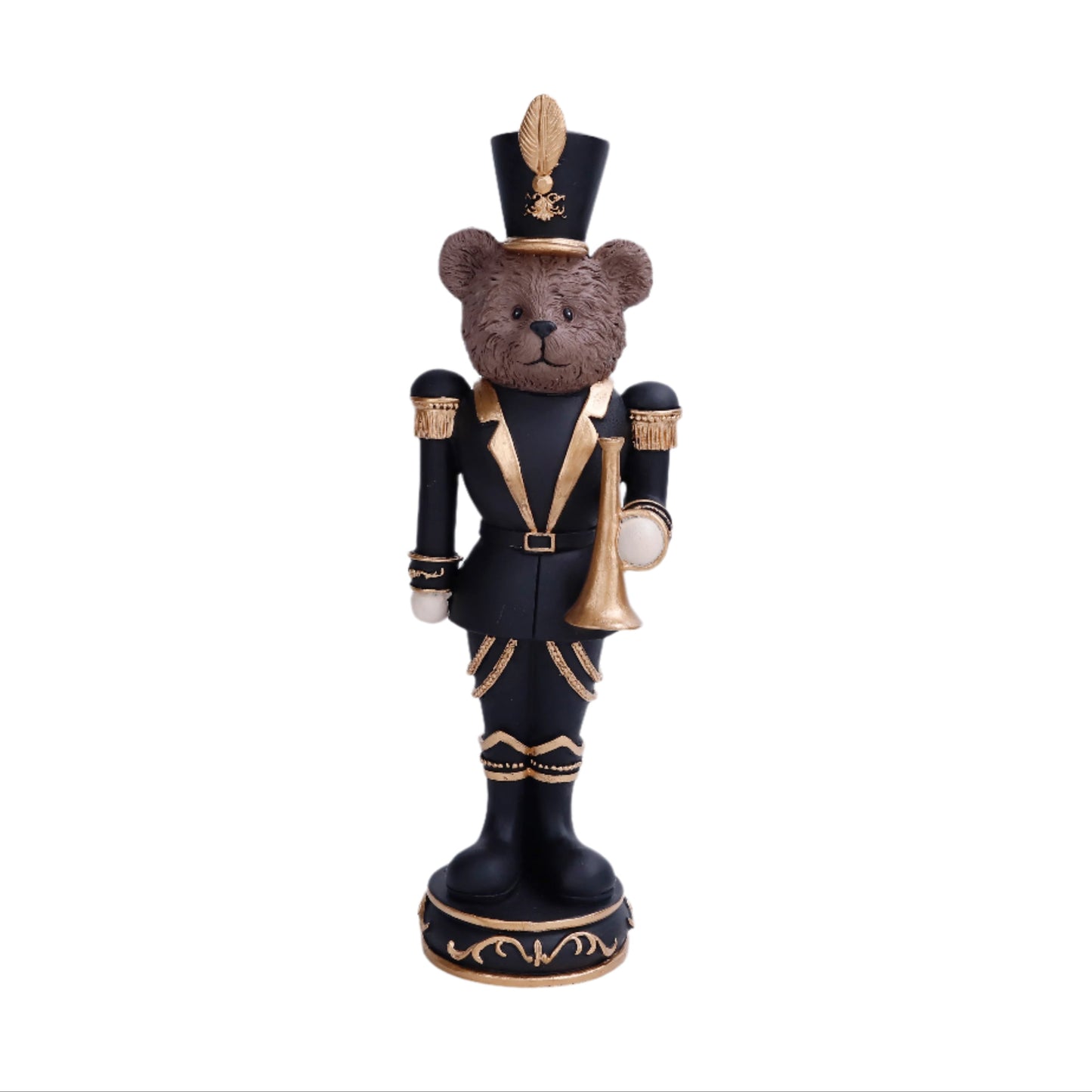 XR13214 RESIN BEAR w/TRUMPET 13"