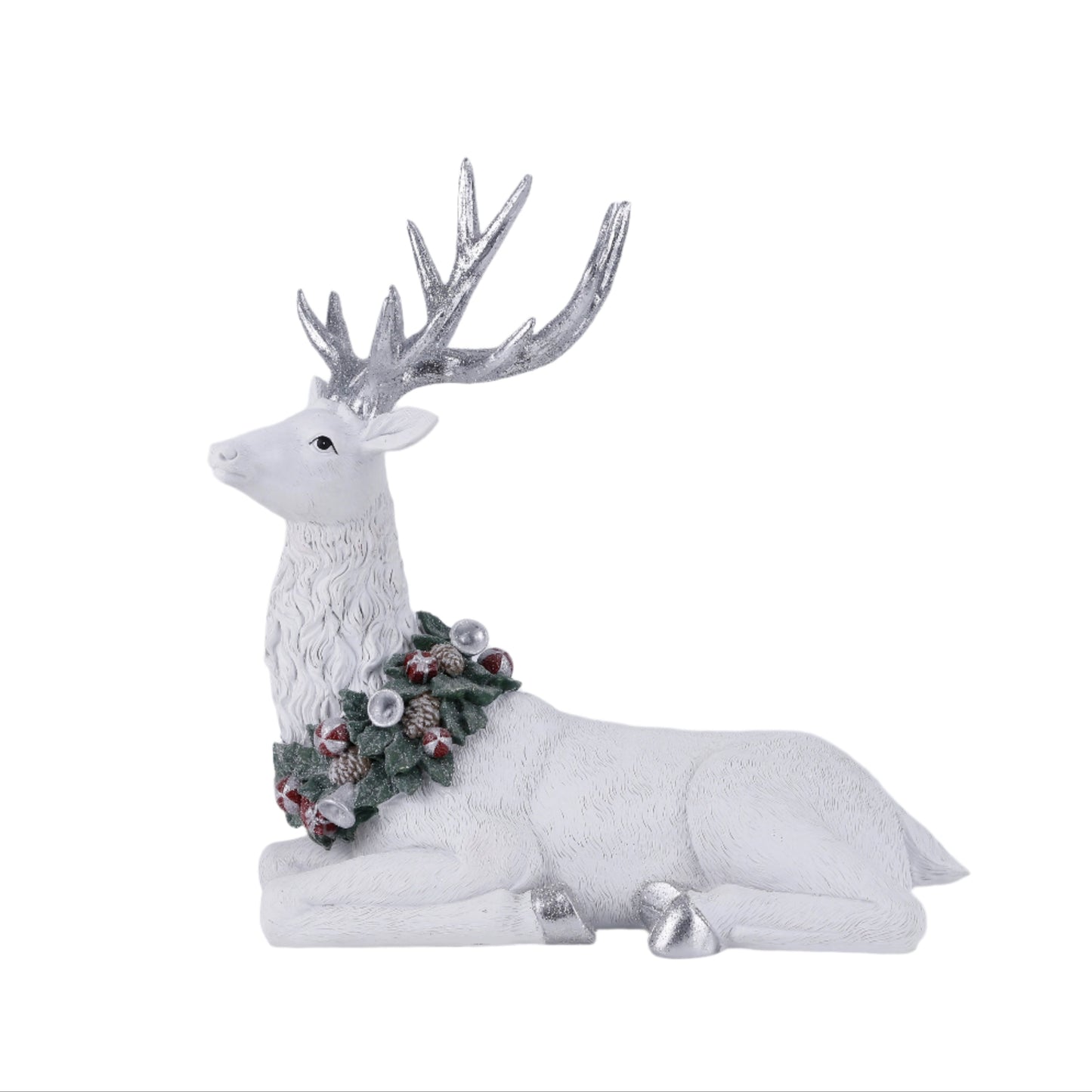 XR13222 RESIN REINDEER/XMAS WREATH 14"