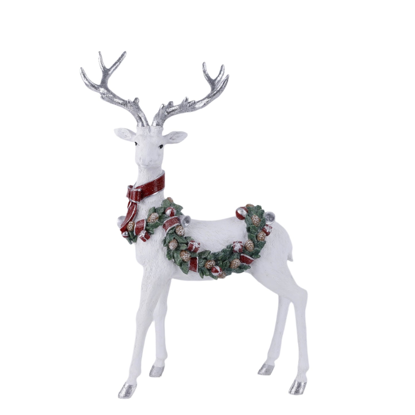 XR13223 RESIN STANDING REINDEER/XMAS GARLAND 18.5"