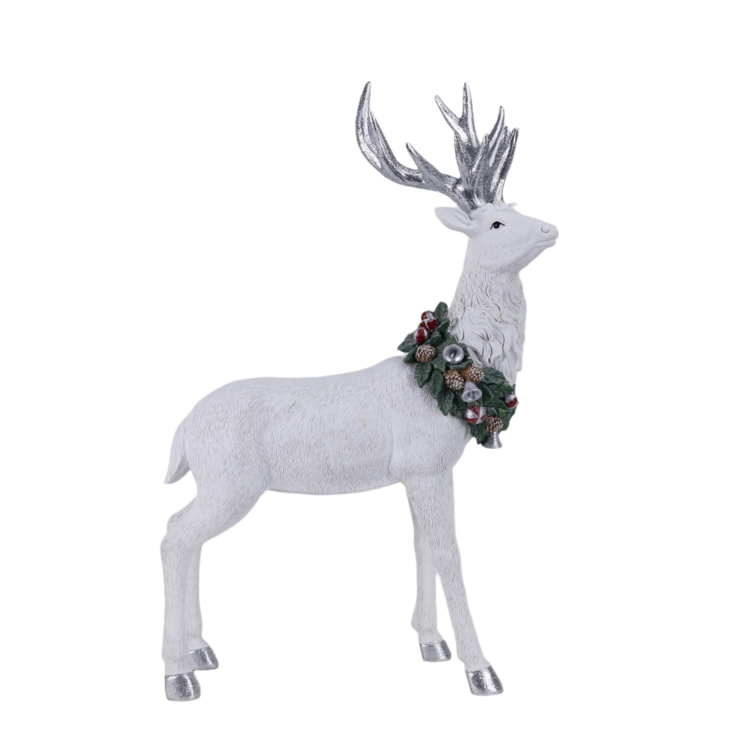 XR13224 RESIN STANDING REINDEER/XMAS WREATH 21.5"