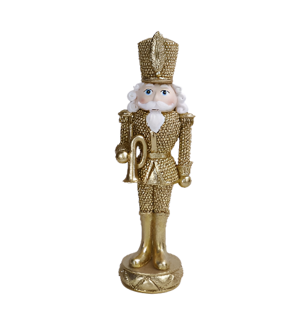 XR13225 RESIN BEADED NUTCRACKER w/TRUMPET 13"