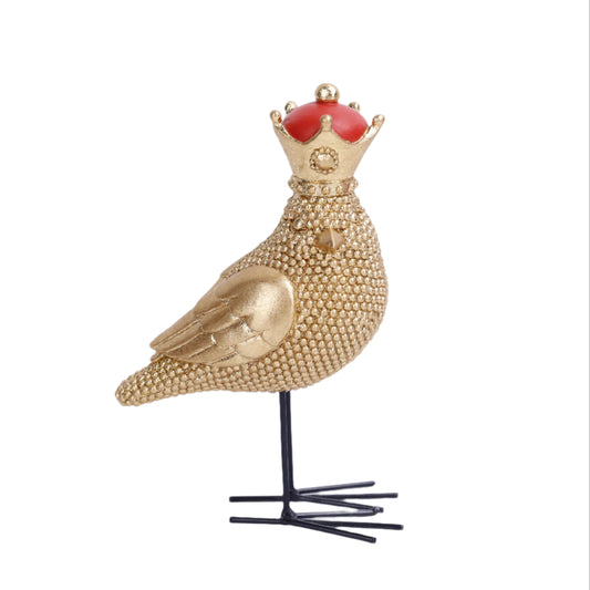 XR13228 RESIN BEADED BIRD w/CROWN 7.5"